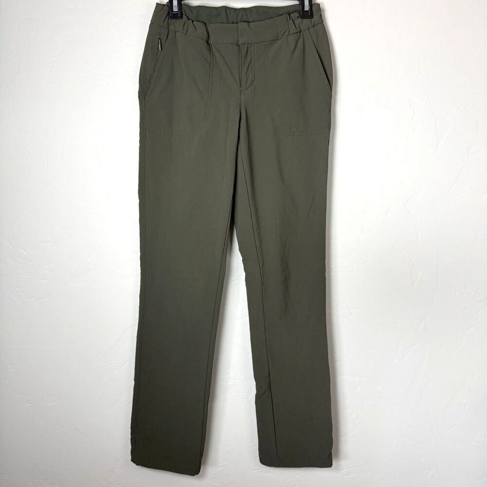 Athleta Midtown Ankle Pants Womens 6 Olive Green Cinch Toggle Hem Travel Utility